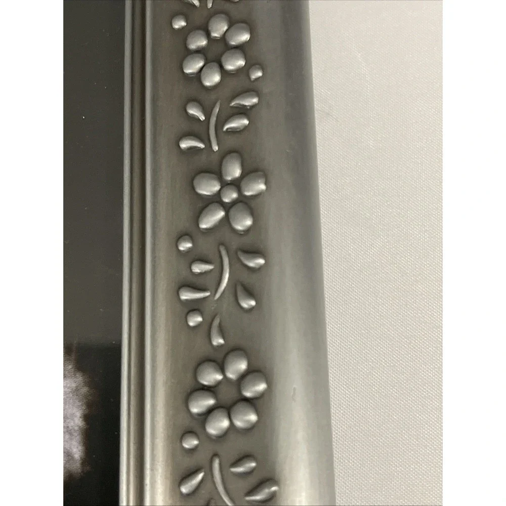 Burnes of Boston 5x7 Picture Frame Brushed Silver Pewter Look Floral Embossed